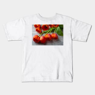 Dew On Orange Tulips Kids T-Shirt